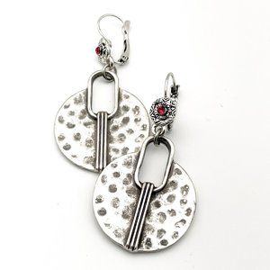 Boho large silver earring